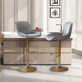Gray Velvet Swivel Bar Stools Set of 2 X797259