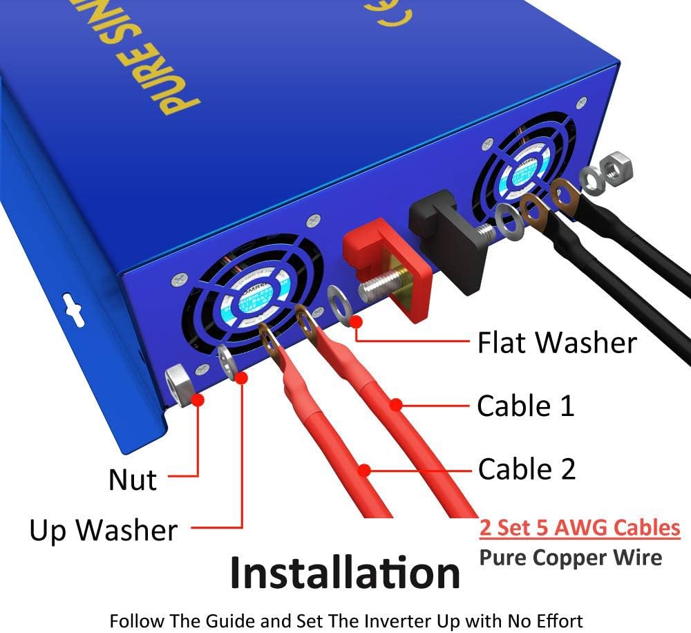 2000W Pure Sine Wave Power Inverter 24V DC to AC 120V with Remote Switch Z87595