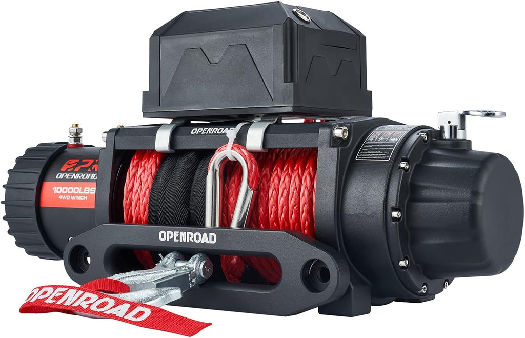 Red 10000lbs 12V Synthetic Rope Truck Winch with Hawse Fairlead O771431