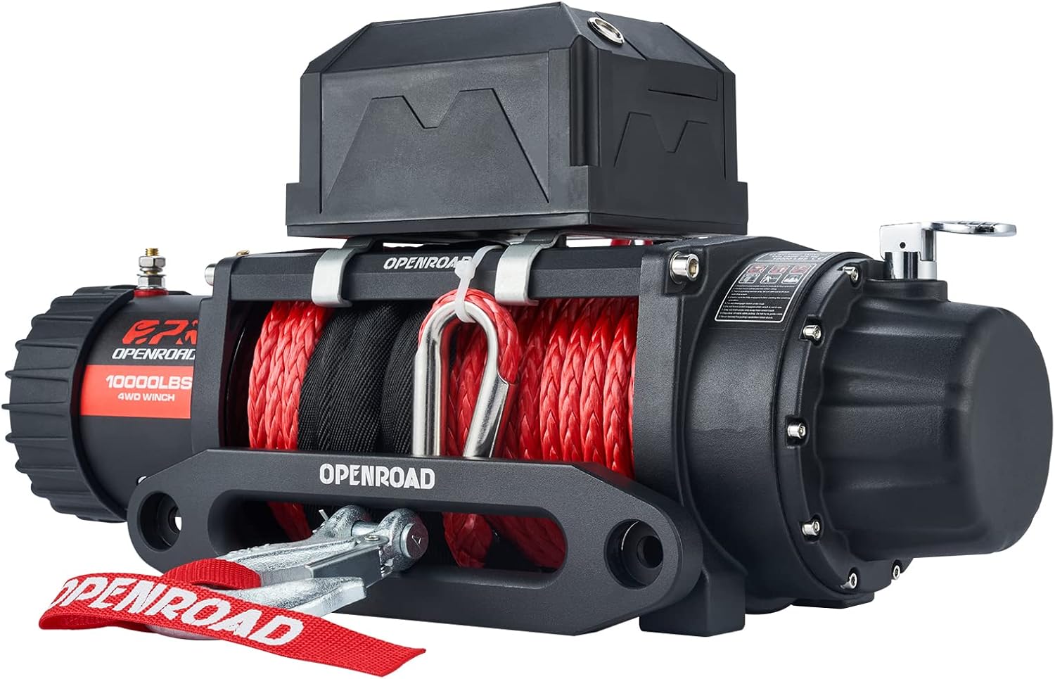 Red 10000lbs 12V Synthetic Rope Truck Winch with Hawse Fairlead O771431