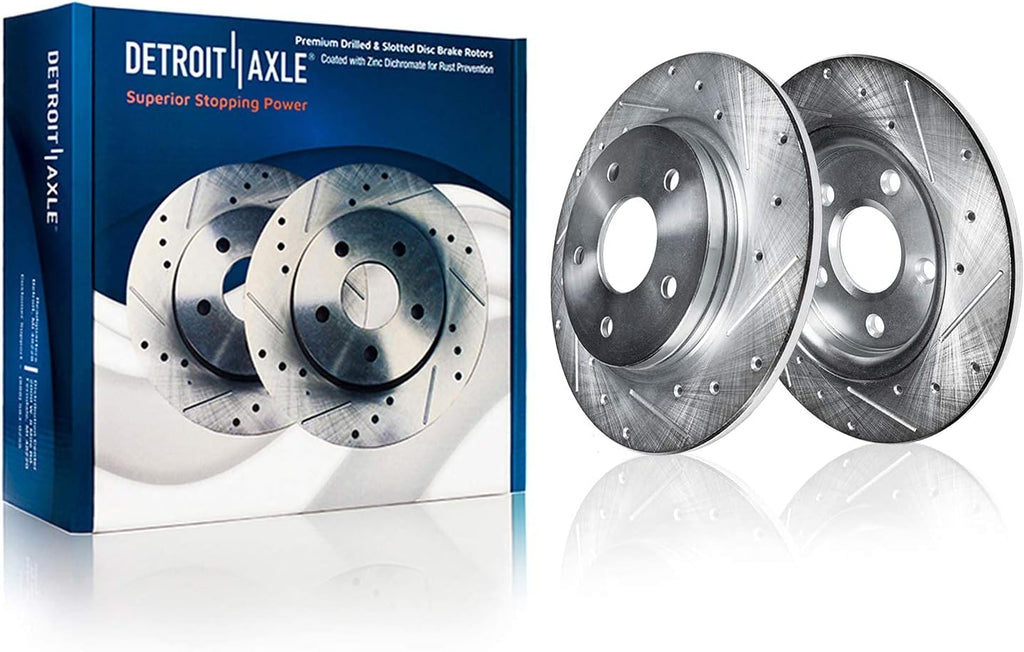 Front & Rear Drilled and Slotted Disc Rotors Brake Pads Kit 10pc Set W612431