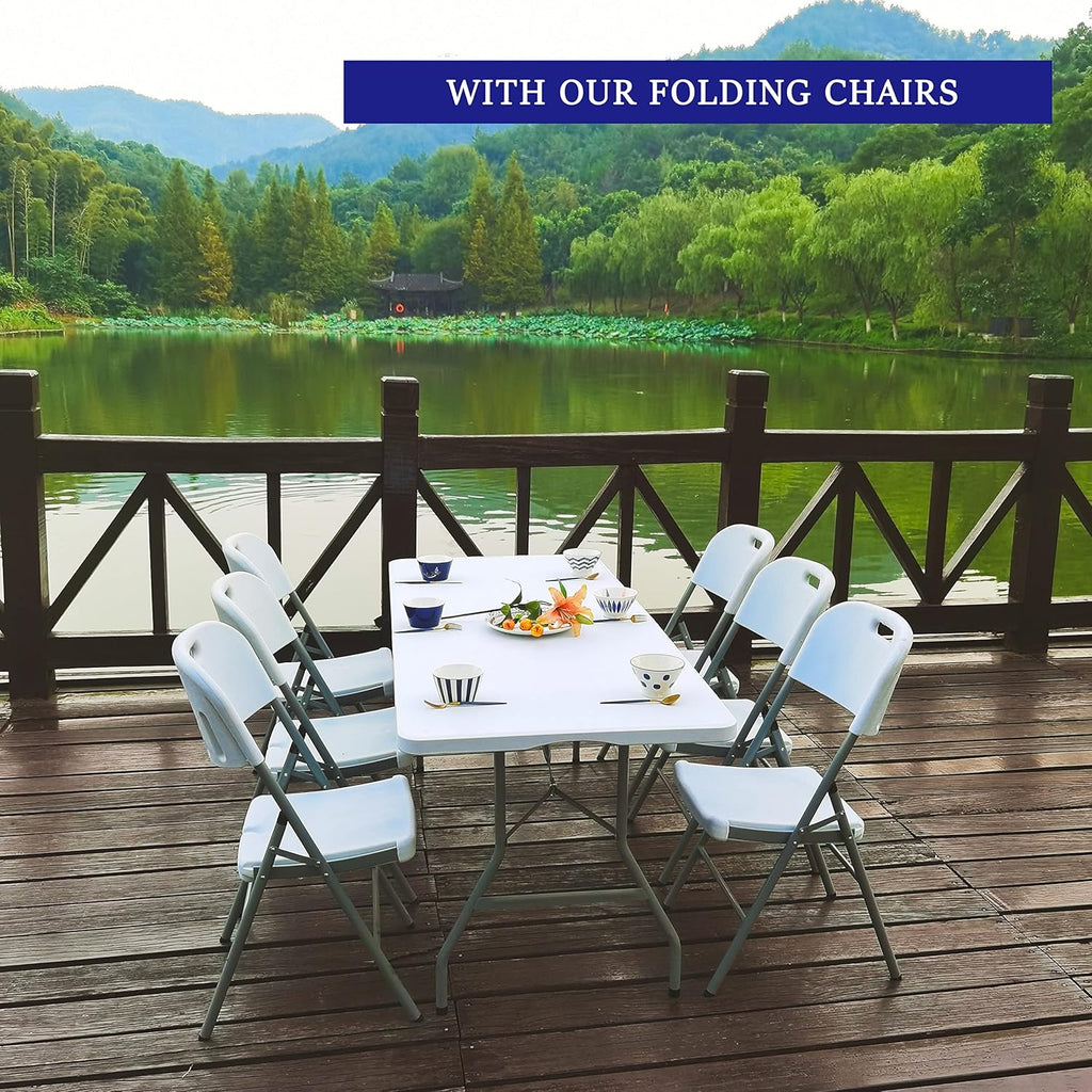 6ft Folding Table Plastic Portable Indoor Outdoor K271887