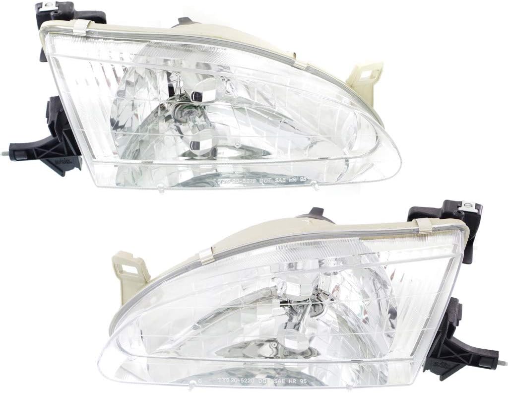 Headlight Assembly Pair for Toyota Corolla 1998 1999 2000 Halogen Q77465