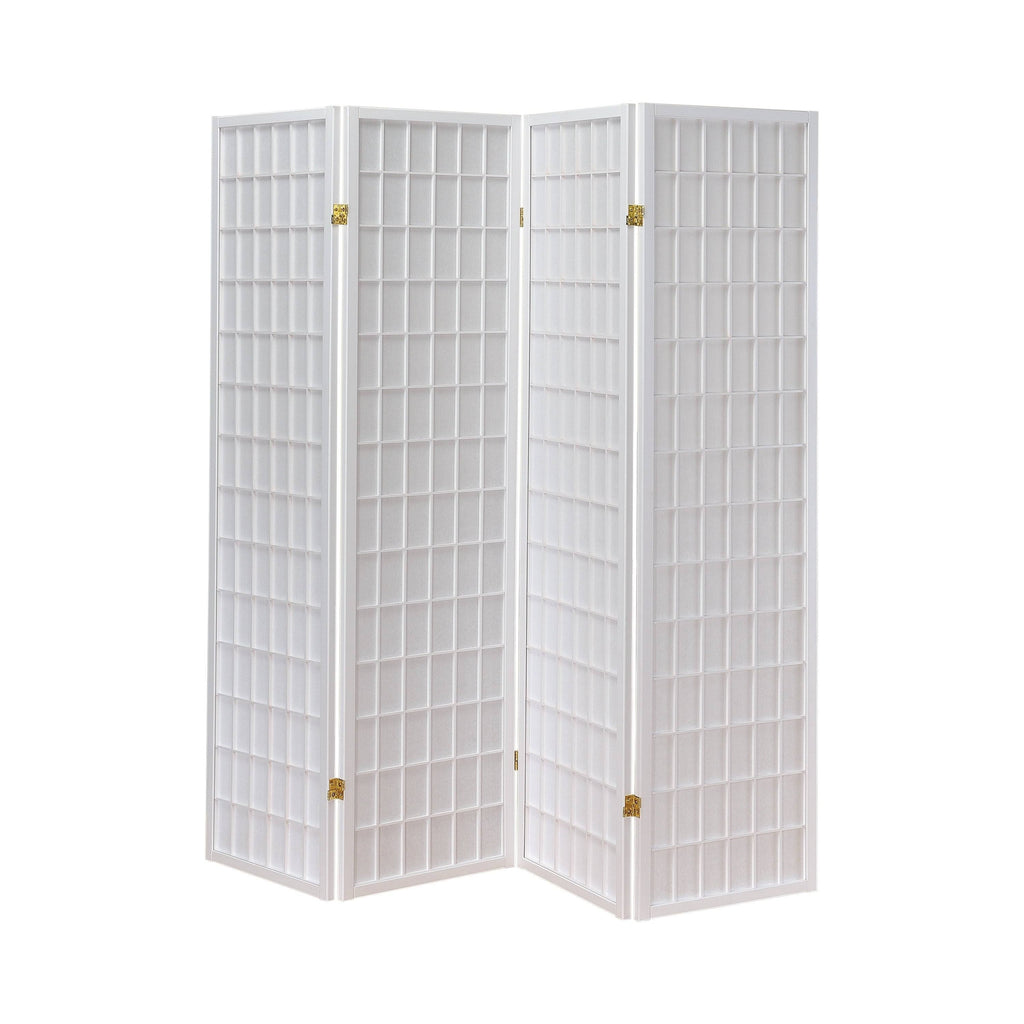 Antique White Four Panel Folding Screen Q79690