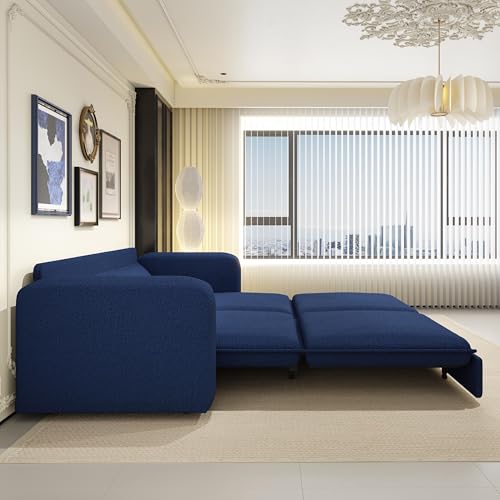 Blue 3 Seater Pull Out Sofa Bed with 2 Pillows Z893953
