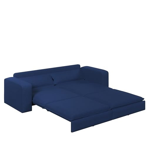 Blue 3 Seater Pull Out Sofa Bed with 2 Pillows Z893953