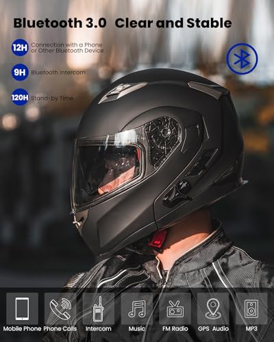 Bluetooth Modular Full Face Motorcycle Helmet with Sun Shield J976777