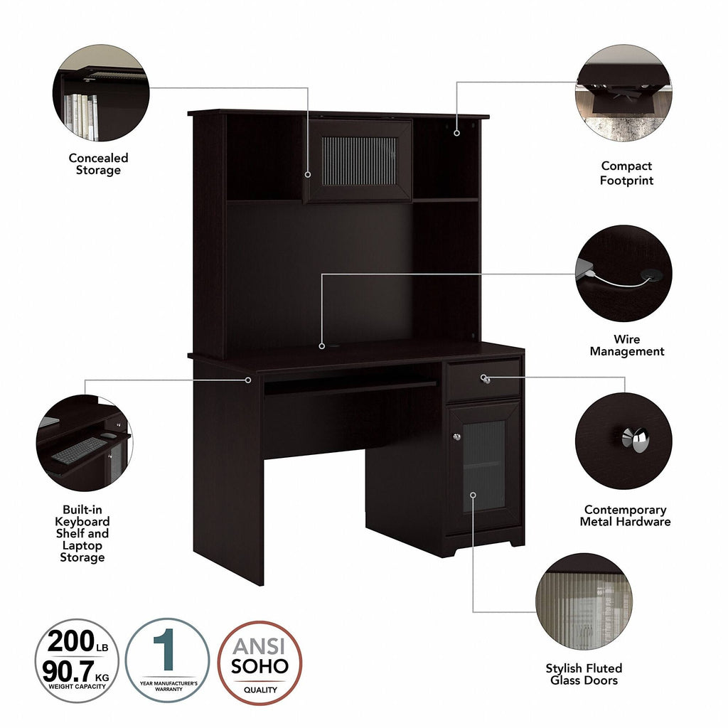 Small Computer Desk with Hutch in Modern Gray I8675