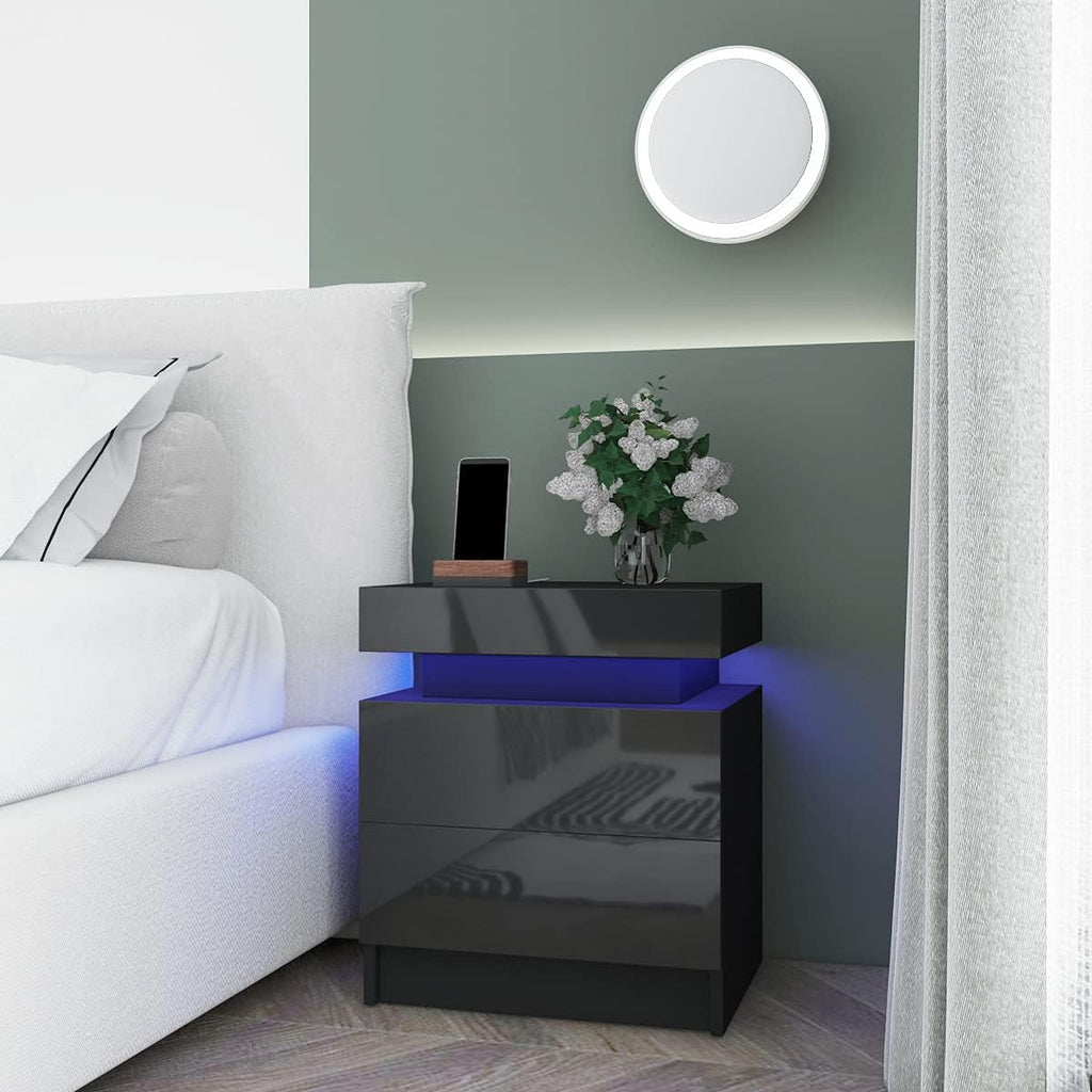 White LED 2 Drawer Nightstand A412092