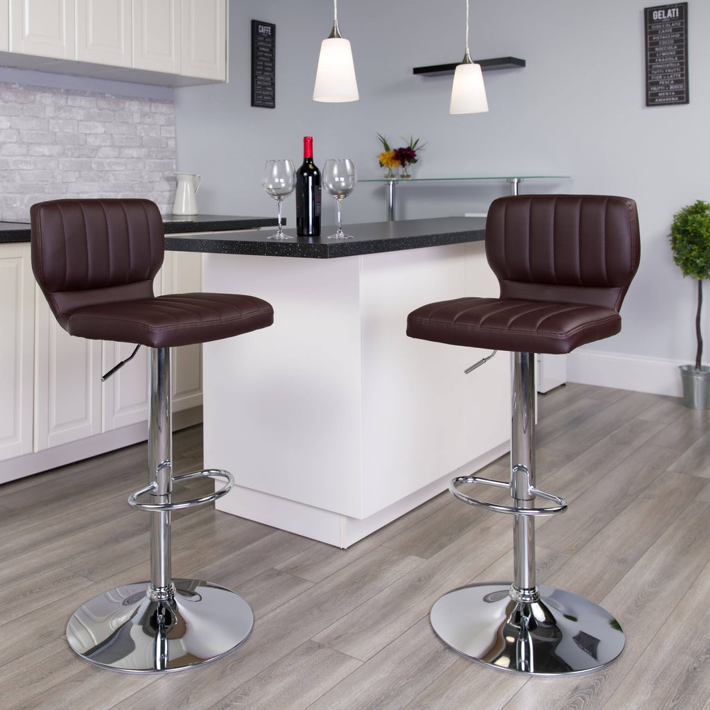Contemporary Vinyl Adjustable Height Barstool I41338