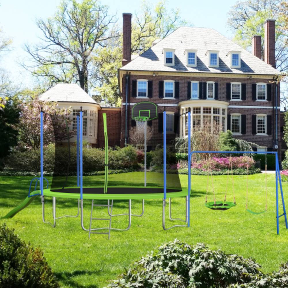 12FT Trampoline with Swing and Slide R801576