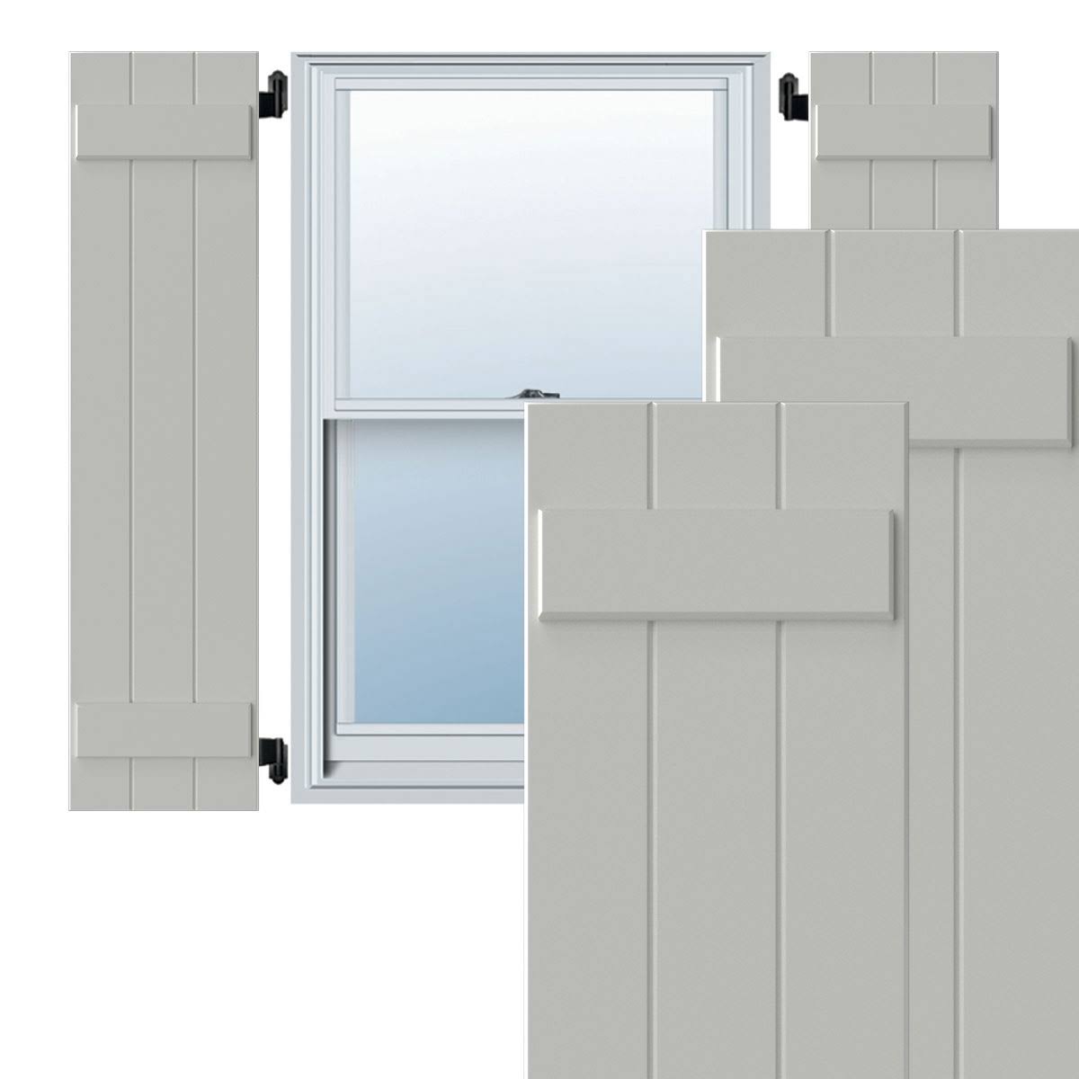 White Composite Board-n-Batten Shutters (Per Pair) U8640