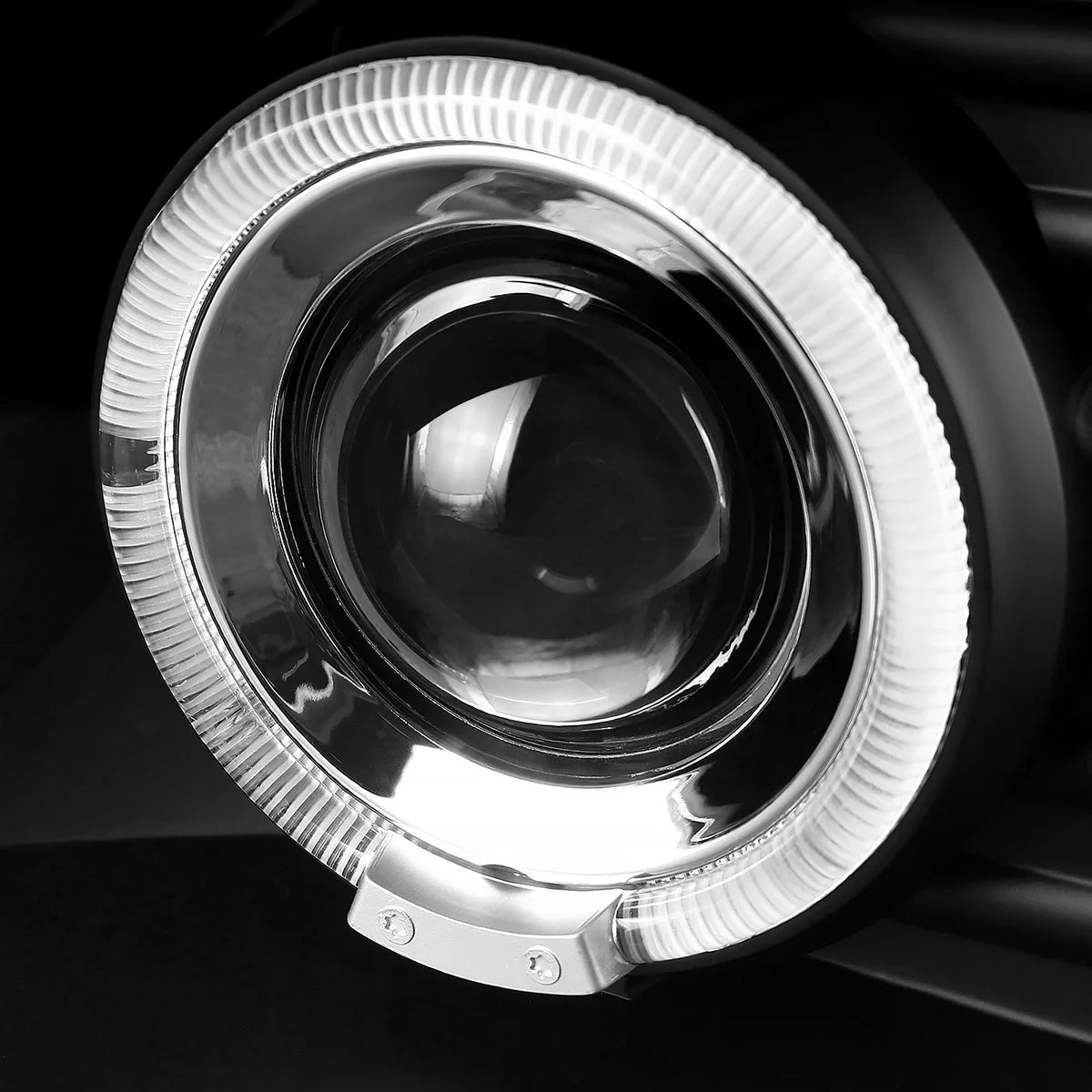 Black Housing Clear Lens LED Halo Projector Headlights, L/R Pair B117