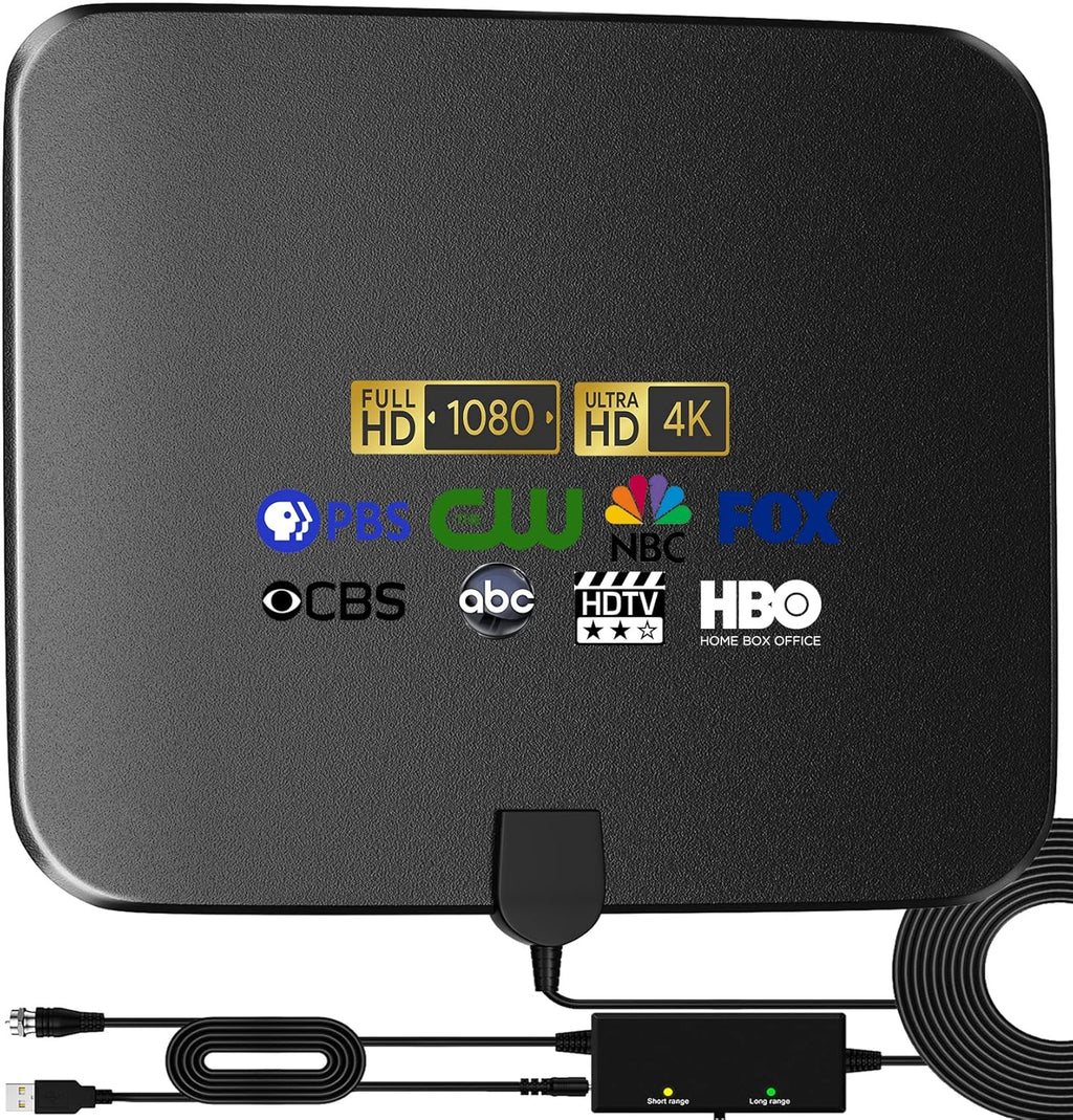 Indoor Outdoor 4K 1080P HDTV Antenna with Amplifier Signal Booster and 33ft Coaxial Cable A4982