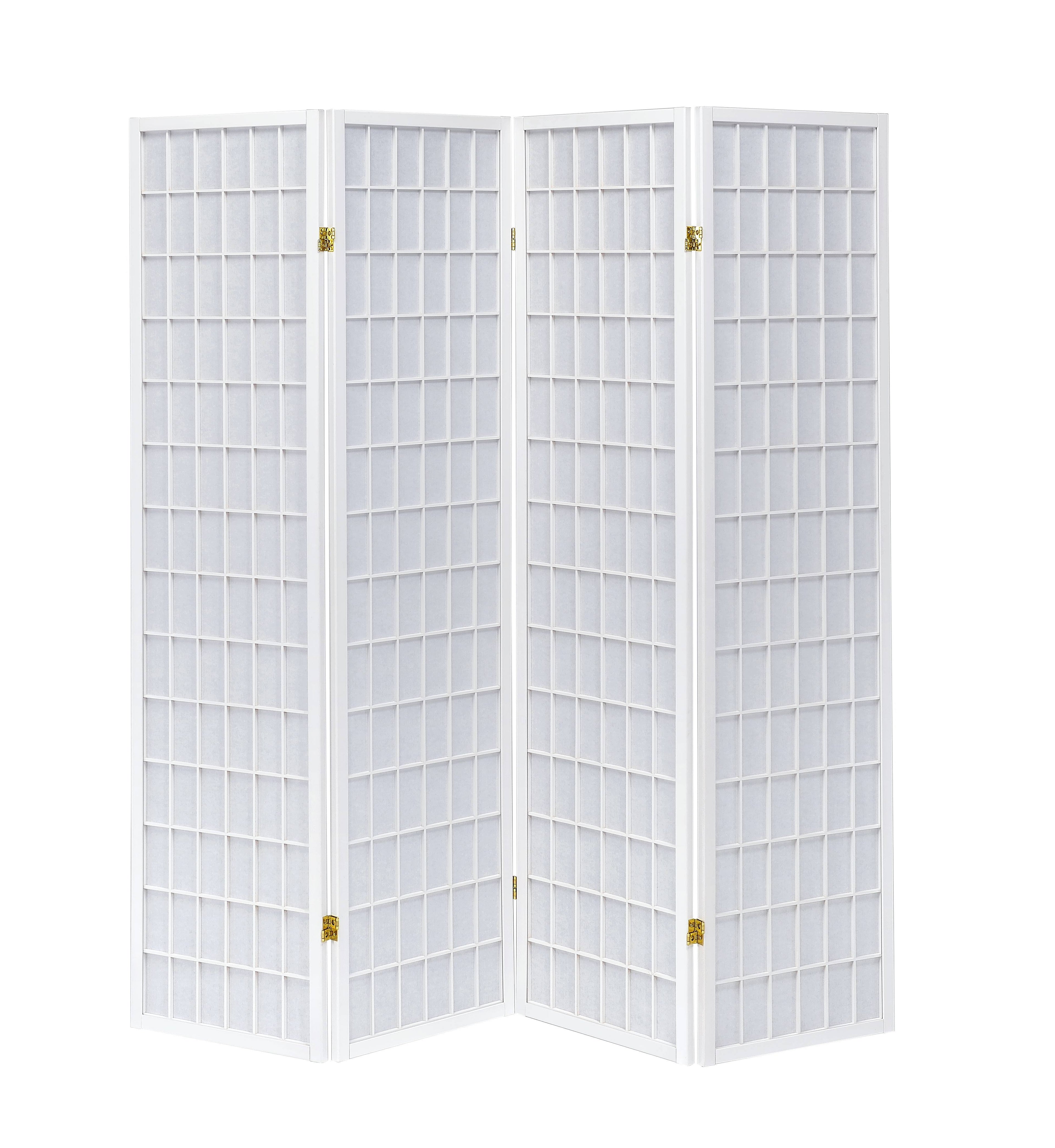 Antique White Four Panel Folding Screen Q79690