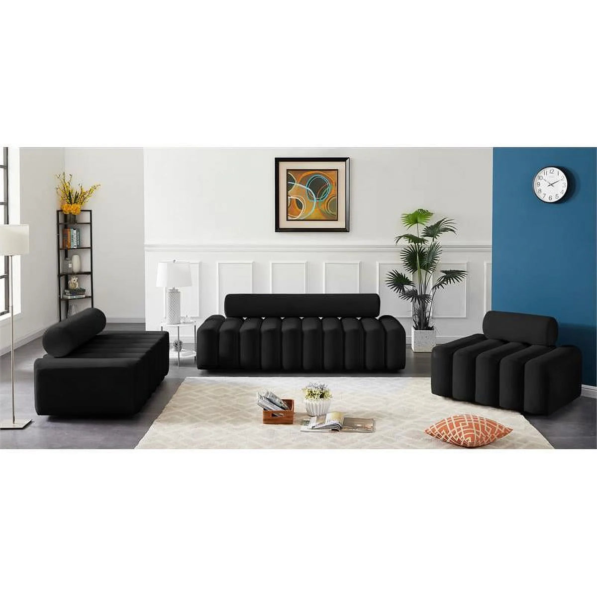 Black Velvet Upholstered Sofa D225564