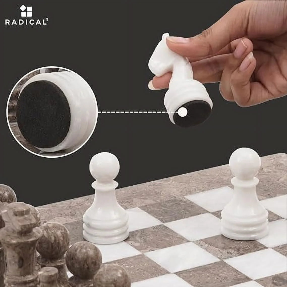 Marble Chess Set 15 Inches Grey Oceanic and White Handmade Chess Sets H615