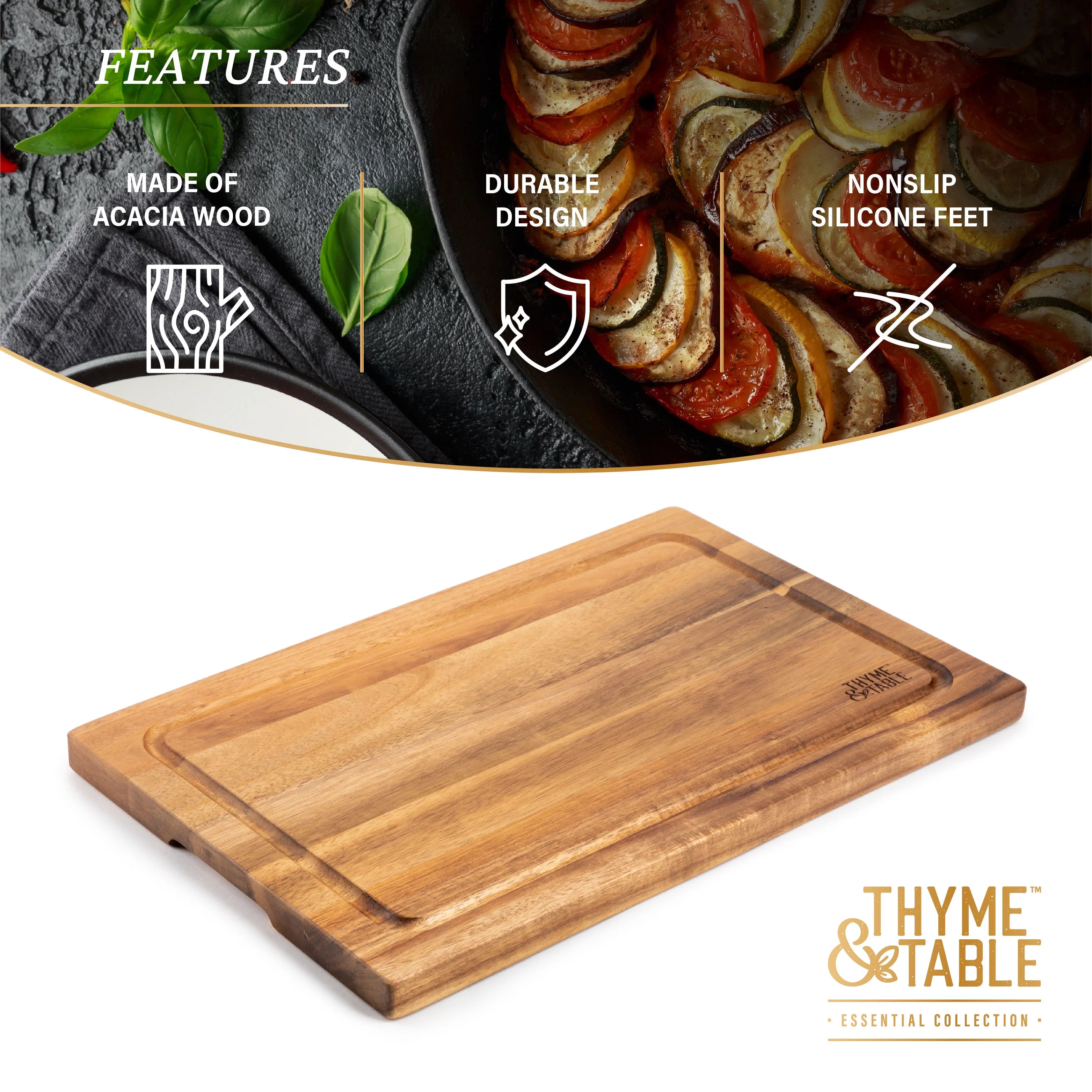 12" x 18" Acacia Wood Cutting Board O8396