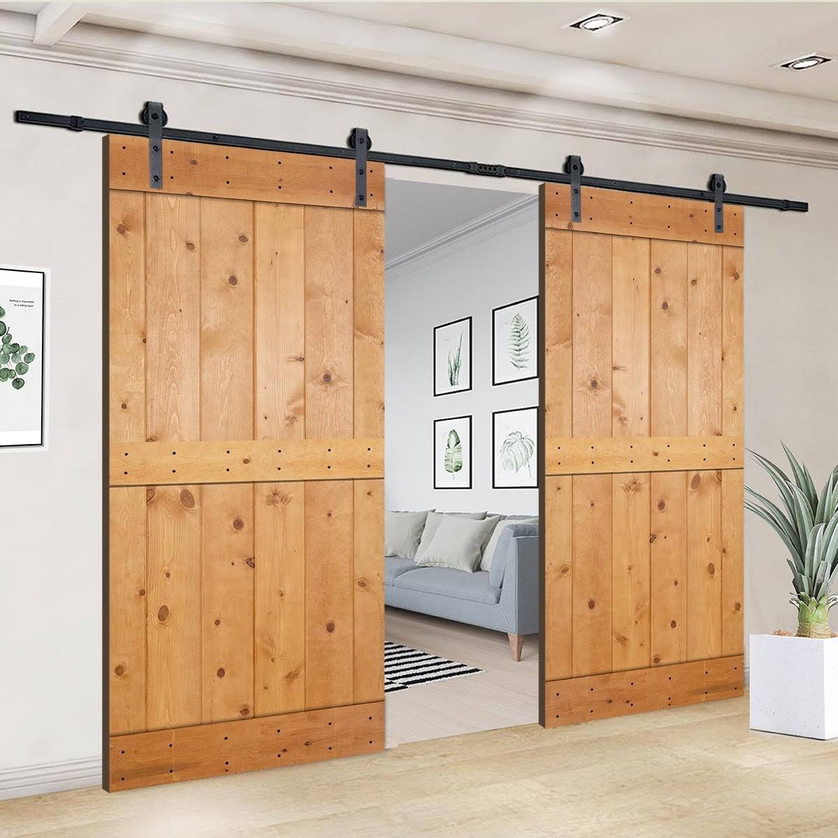 Paneled Wood Double Barn Door Set of 2 R516229