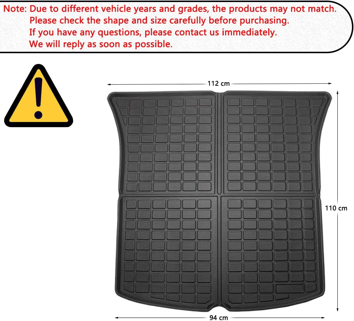 All Weather Rear Cargo Trunk Tray Floor Mat for Tesla Model Y 5-Seat G76423