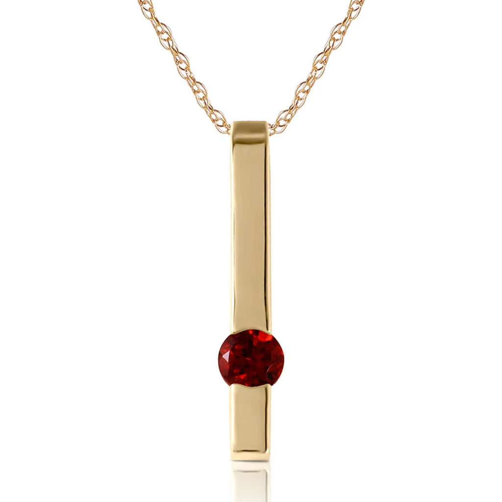 14k Yellow Gold 18" Vertical Bar Necklace with Garnet Y3853