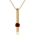 14k Yellow Gold 18" Vertical Bar Necklace with Garnet Y3853