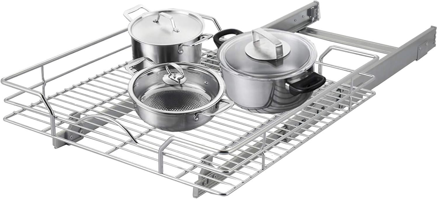 2 Tier Chrome Finish Slide Out Cabinet Organizer K393