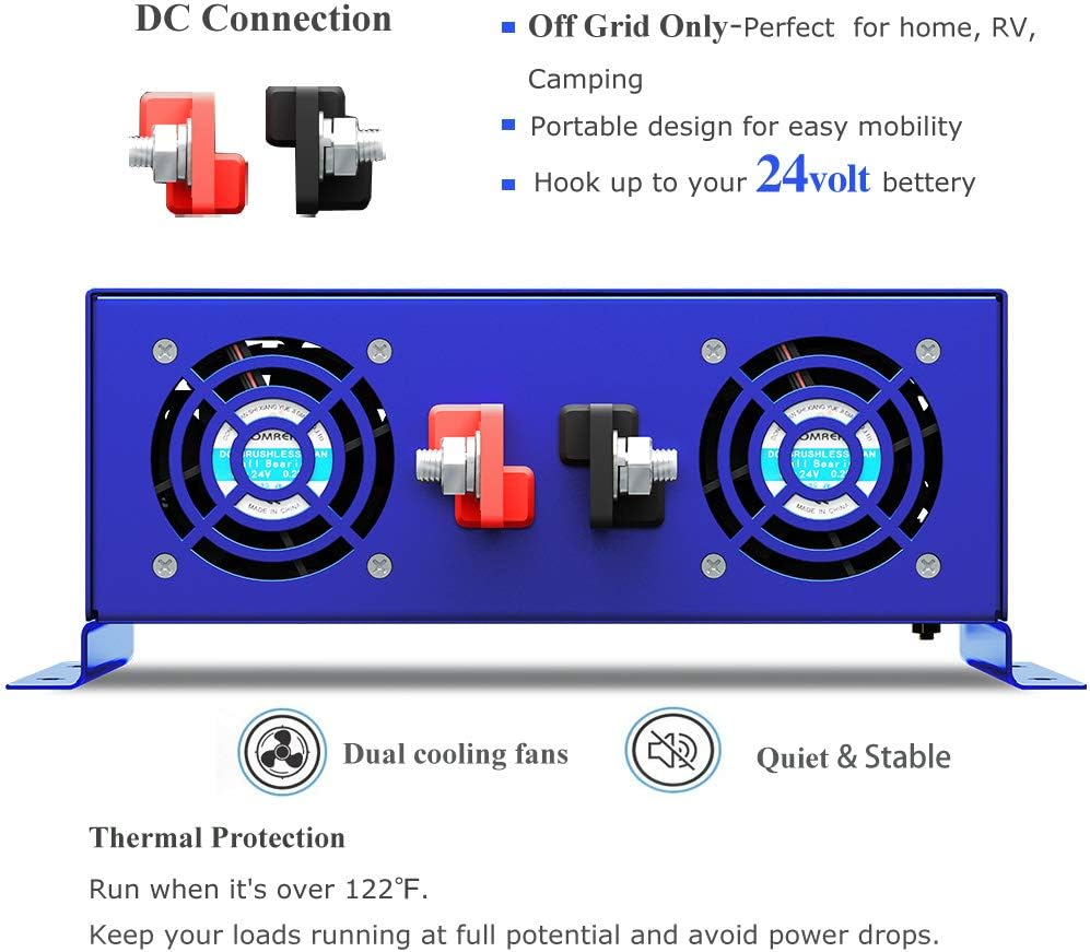 2000W Pure Sine Wave Power Inverter 24V DC to AC 120V with Remote Switch Z87595