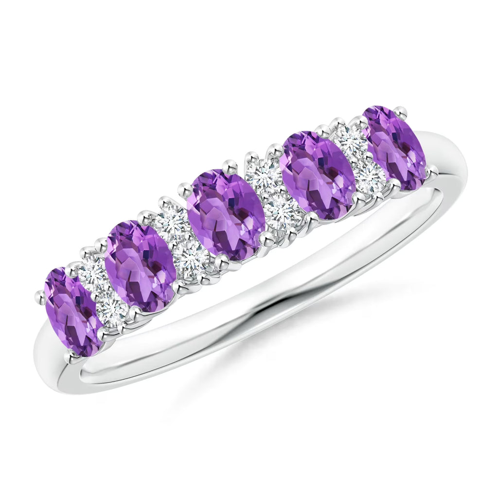 Oval Amethyst 925 Sterling Silver Engagement Ring G78117