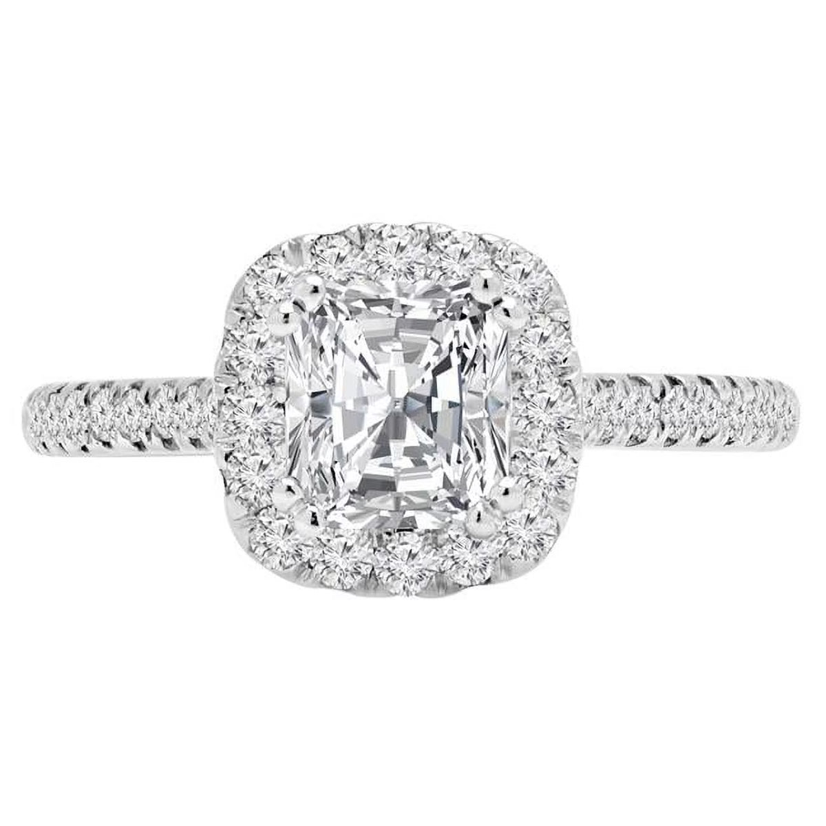 14K White Gold Radiant Diamond Cushion Halo Engagement Ring D504472