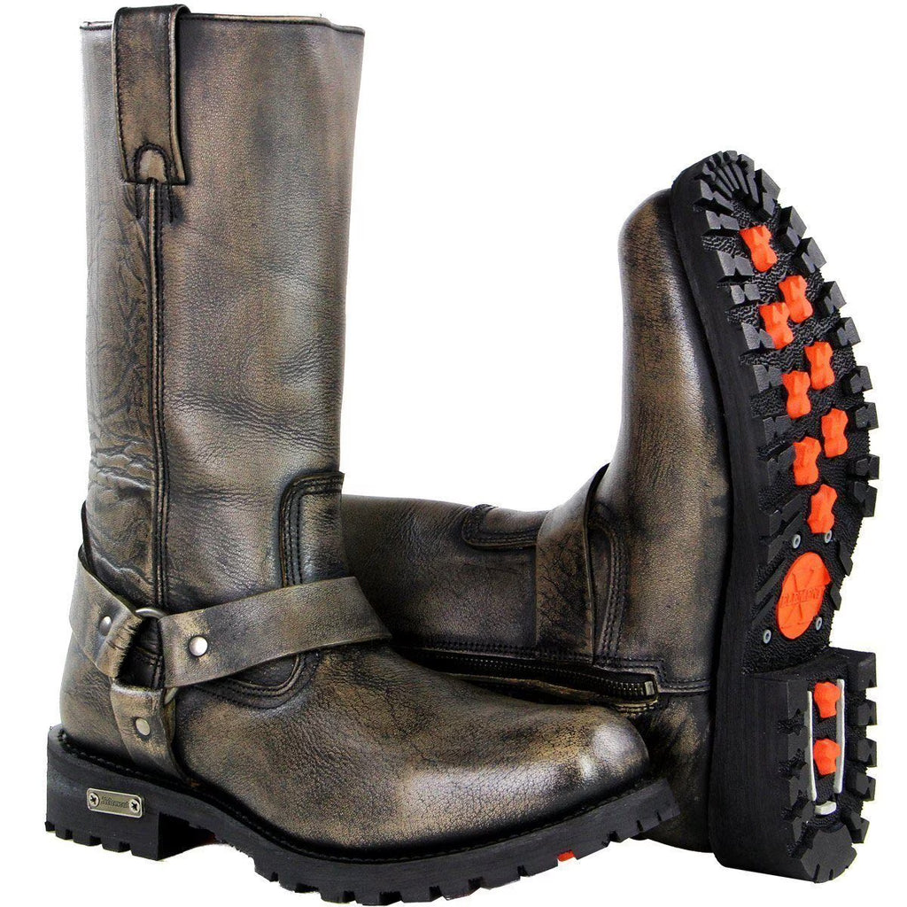 Distressed Brown Motorcycle Leather Boots W91195