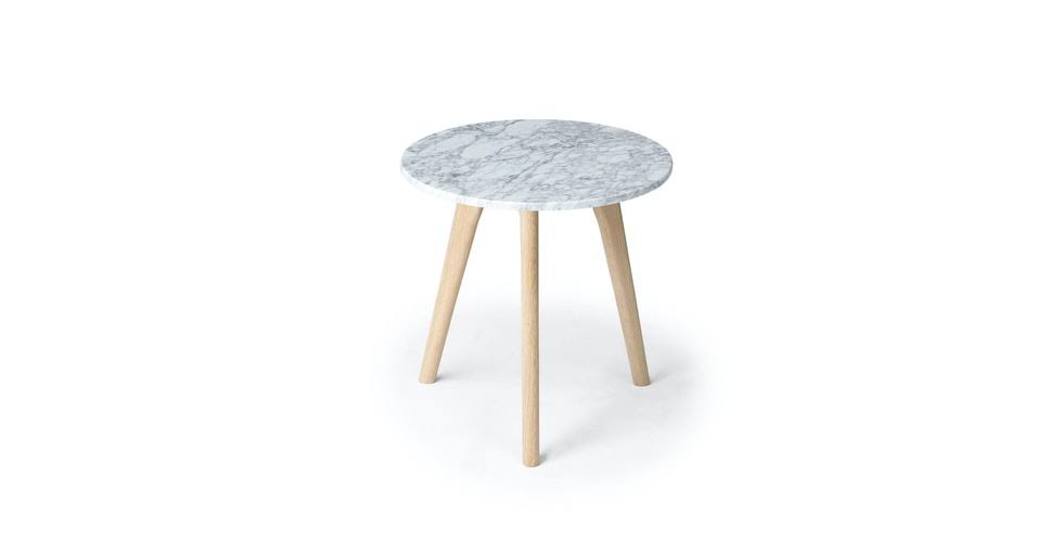 Round Marble End Table with Solid Oak Legs C363220