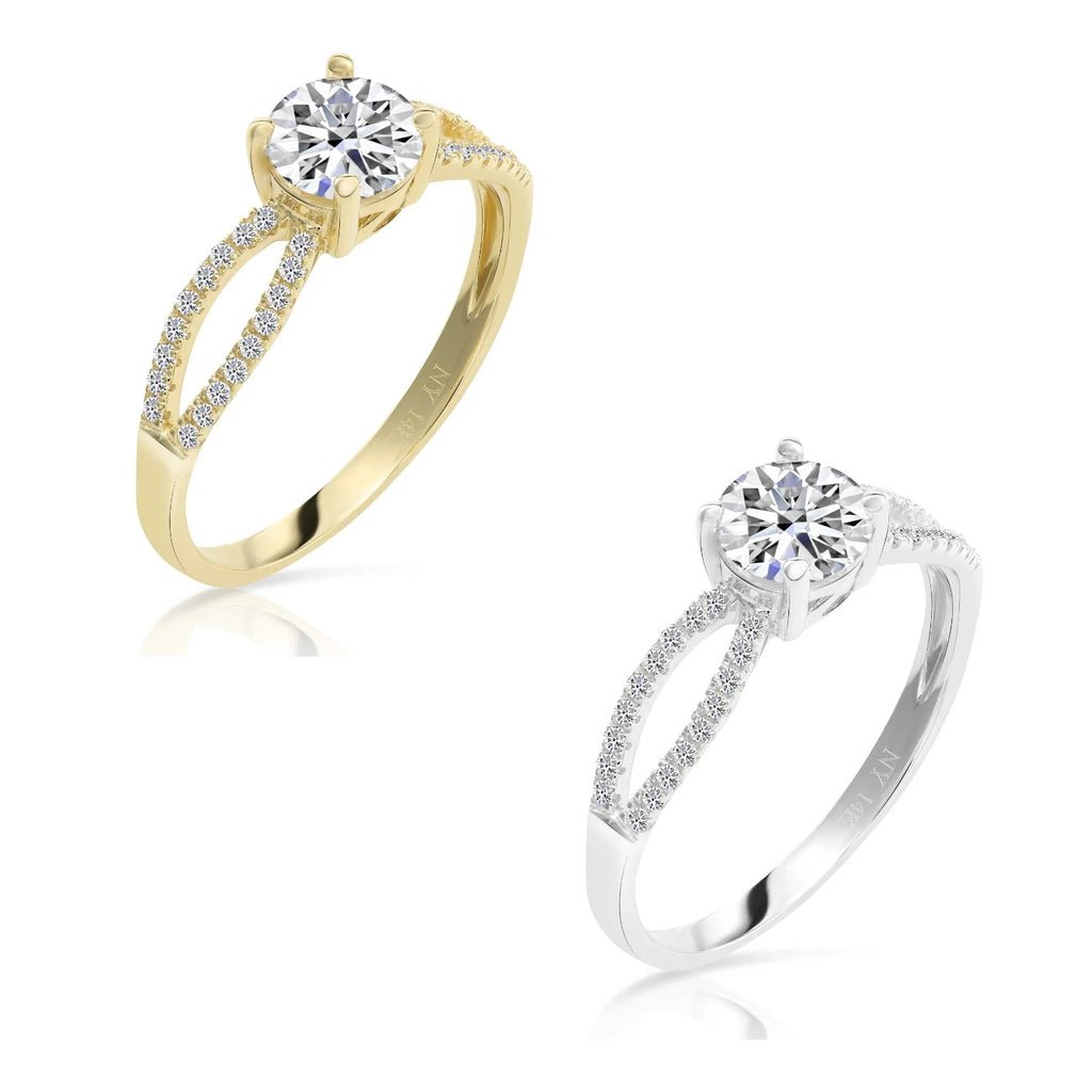14K Solid Yellow Gold Engagement Ring with 1 CTW Round Cubic Zirconia Solitaire, Size 8 G951863