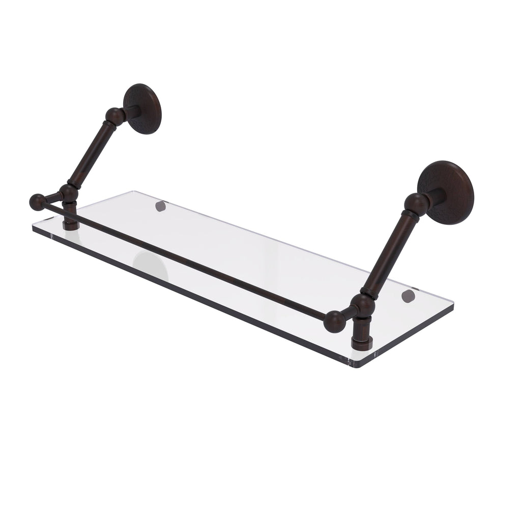 Satin Chrome Floating Glass Shelf with Gallery Rail - 30 inch N786095