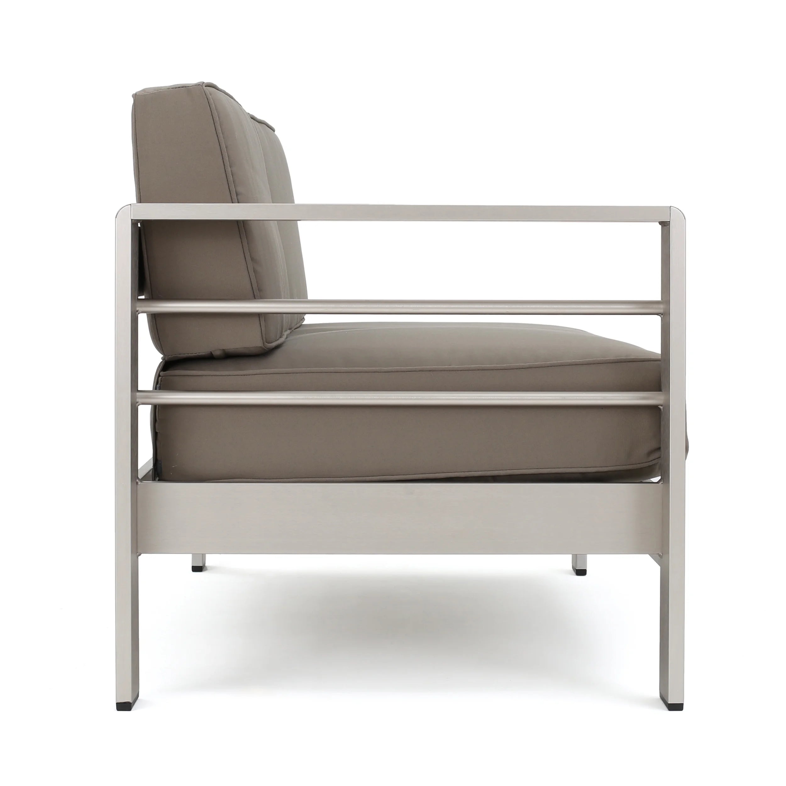 Silver and Khaki Outdoor Aluminum 11 Seater Sectional Sofa Set with Ottoman J192