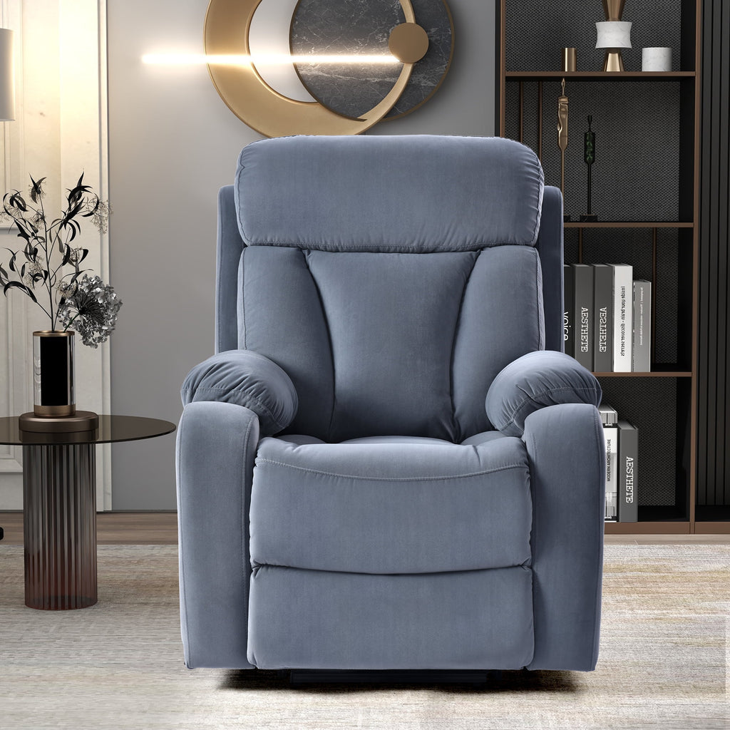 Light Gray Cashmere Fabric Power Recliner Sofa Chair K856734