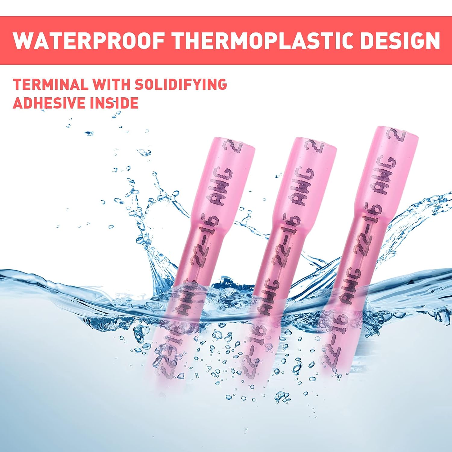 500PCS Butt Connectors Heat Shrink, 22-16 AWG Waterproof Tinned Copper Insulated Crimp Terminals U1471