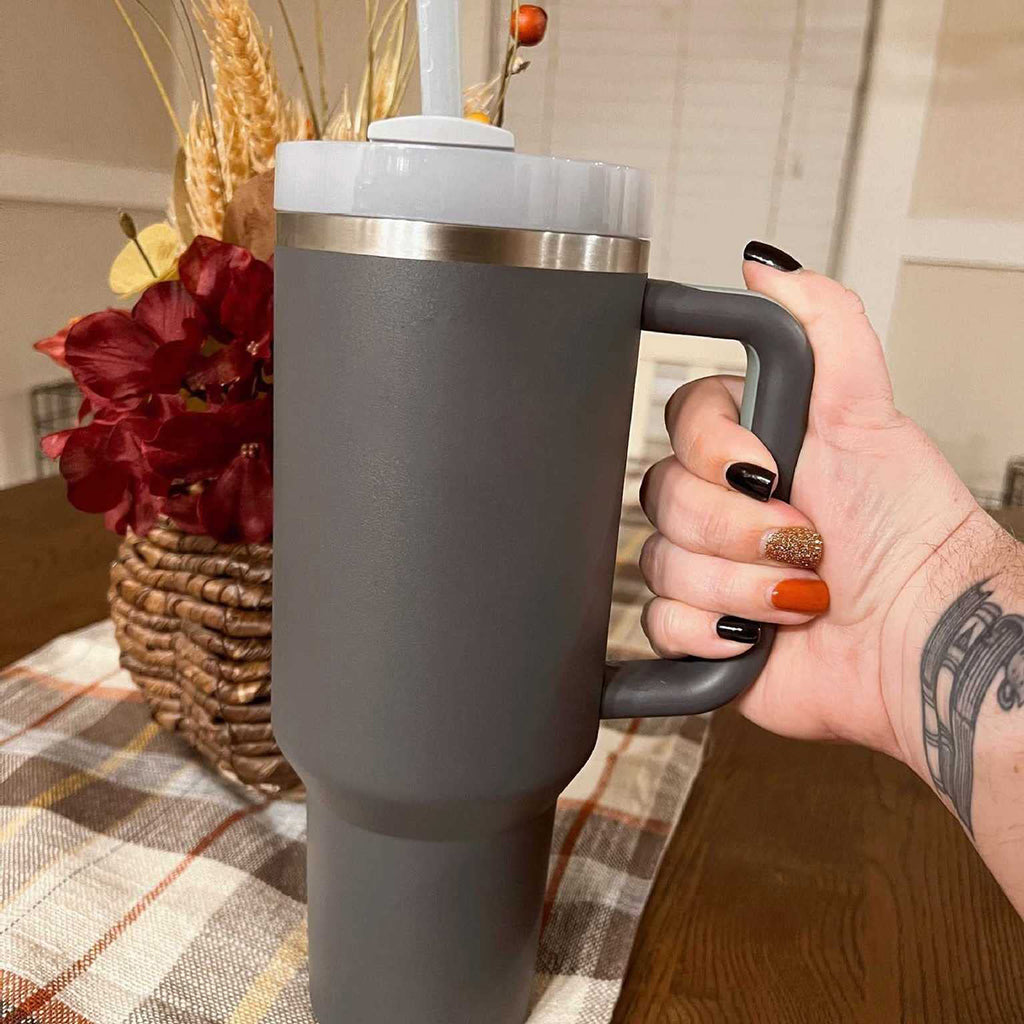 40 oz Insulated Tumbler with Straw and Handle L15893