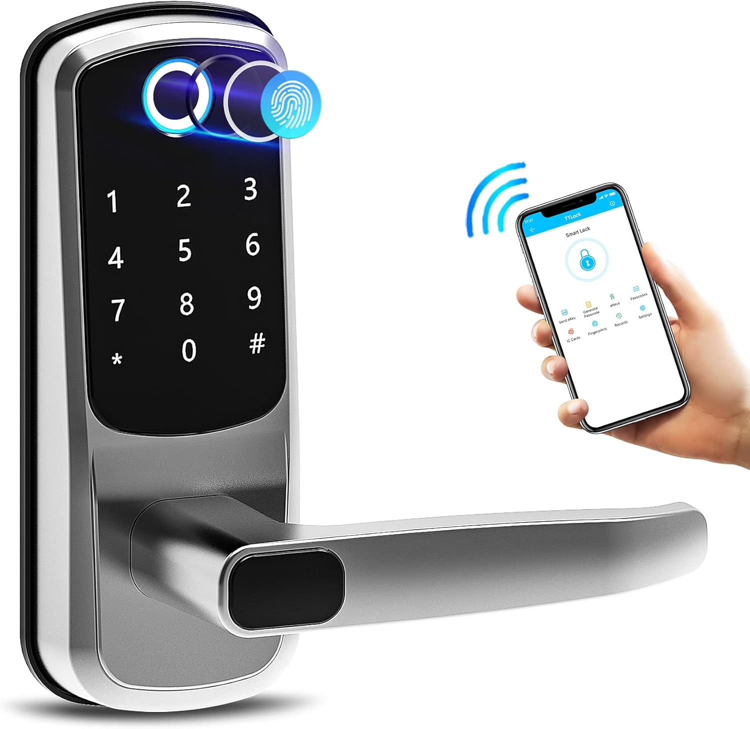 Pack of 2 Smart Lock with Fingerprint, App, Code, Key and IC Card X291398