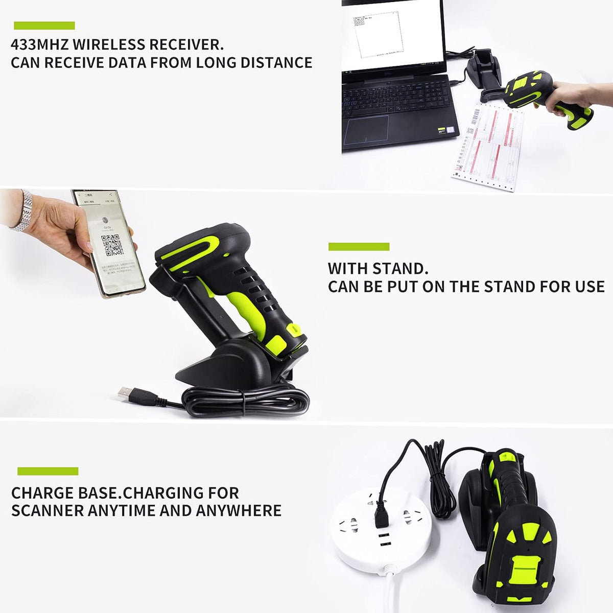 2D Wireless Barcode Scanner with Charging Cradle, Pack of 2 X515253