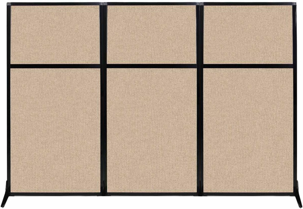 Portable Free Standing Privacy Screen with Black Fabric Panels Q9377
