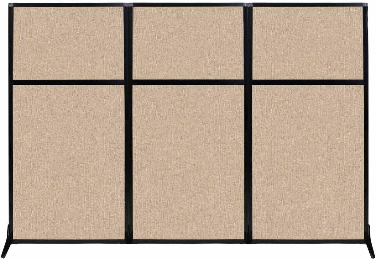 Portable Free Standing Privacy Screen with Black Fabric Panels Q9377