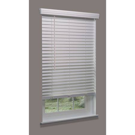 Cordless Faux Wood Blind, white, 23-1/2x22w x 5 Y65298
