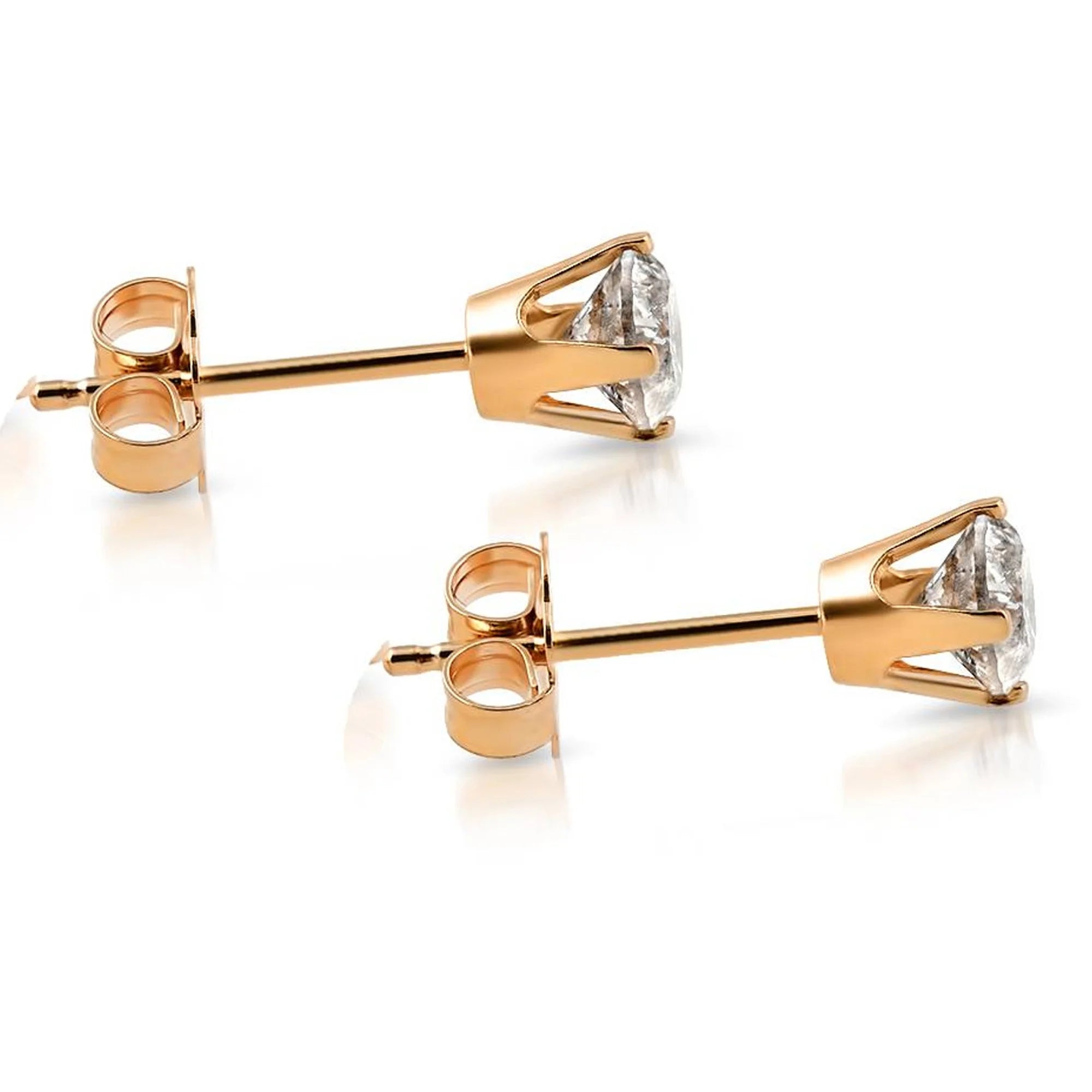 14k Yellow Gold Solitaire Stud Earrings R22654