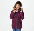 Dark Purple Quilted Coat with Removable Hood U37227