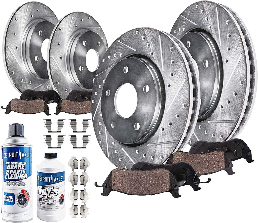 Front & Rear Drilled and Slotted Disc Rotors Brake Pads Kit 10pc Set W612431