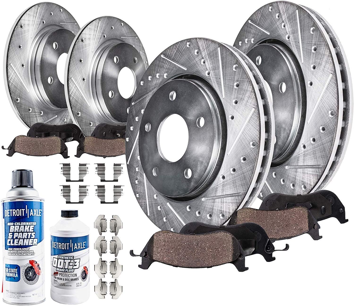 Front & Rear Drilled and Slotted Disc Rotors Brake Pads Kit 10pc Set W612431