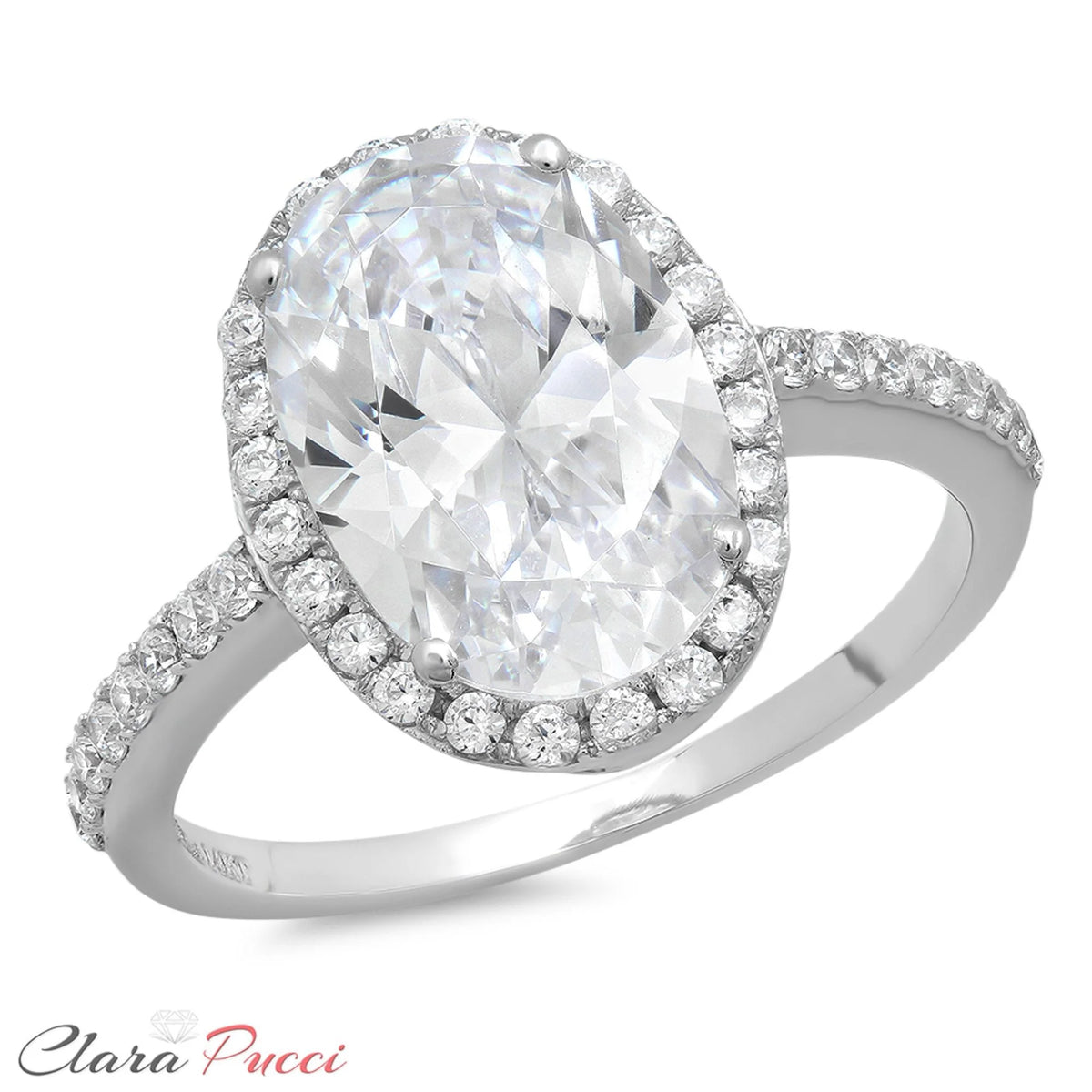 Oval Cut Genuine Cultured Diamond SI1-SI2 I-J 18K White Gold Halo Engagement Ring R4387