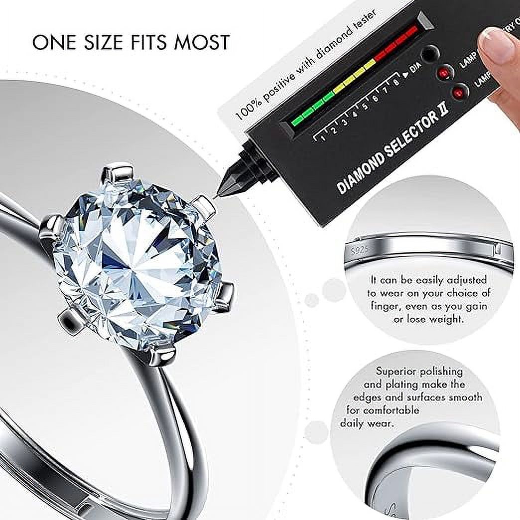 1 Carat Moissanite Adjustable Engagement Ring 925 Sterling Silver Solitaire Rings D454645