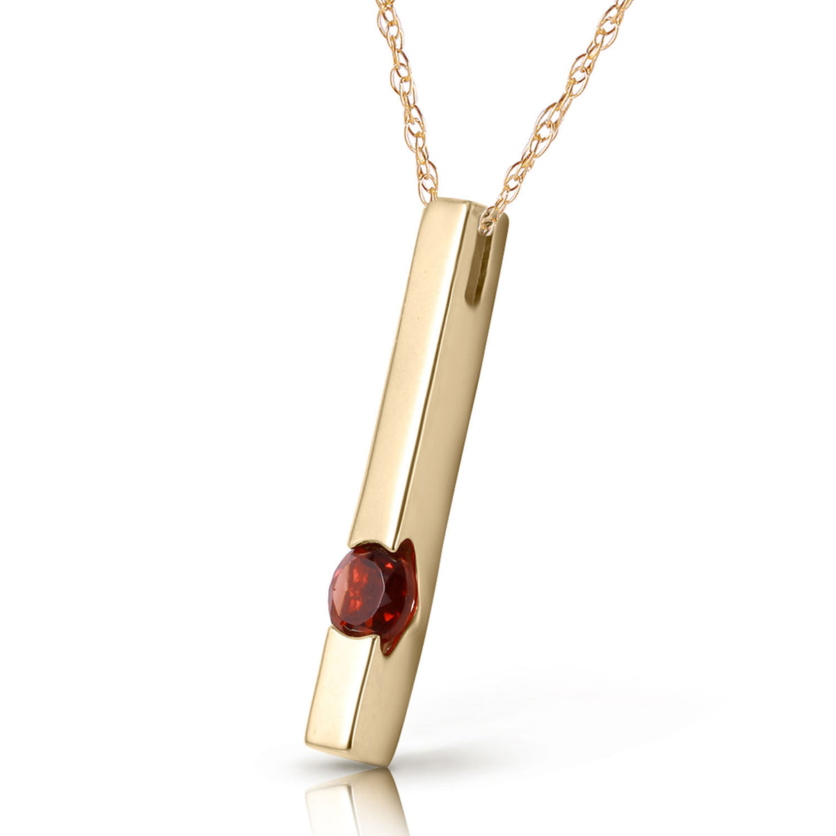 14k Yellow Gold 18" Vertical Bar Necklace with Garnet Y3853